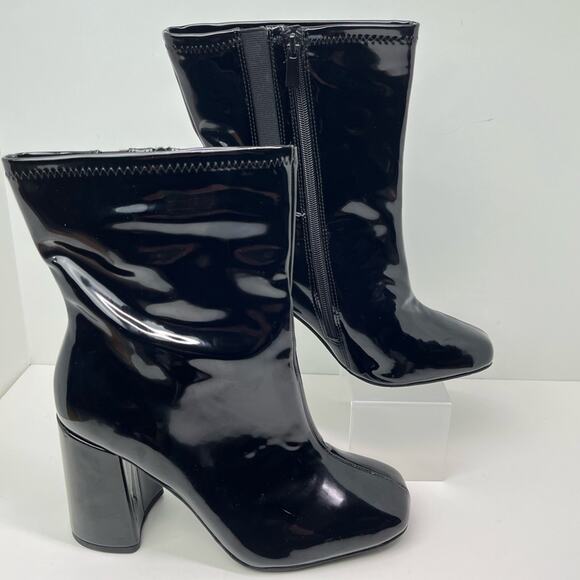 Torrid Stretch Black Patent Faux Leather WIDE Ankle Boots - Picture 10 of 10